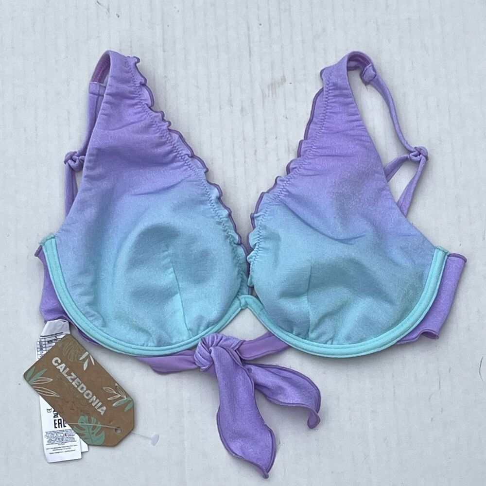 Calzedonia Madrid Bikini Top Tie Back Adjustable Straps Shimmer Gradient Size M